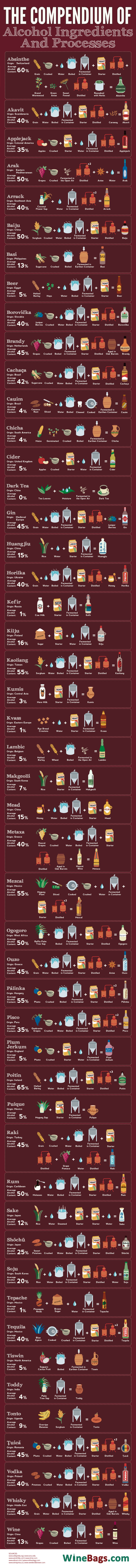The Compendium of Alcohol Ingredients and Processes - Winebags.com - Infographic